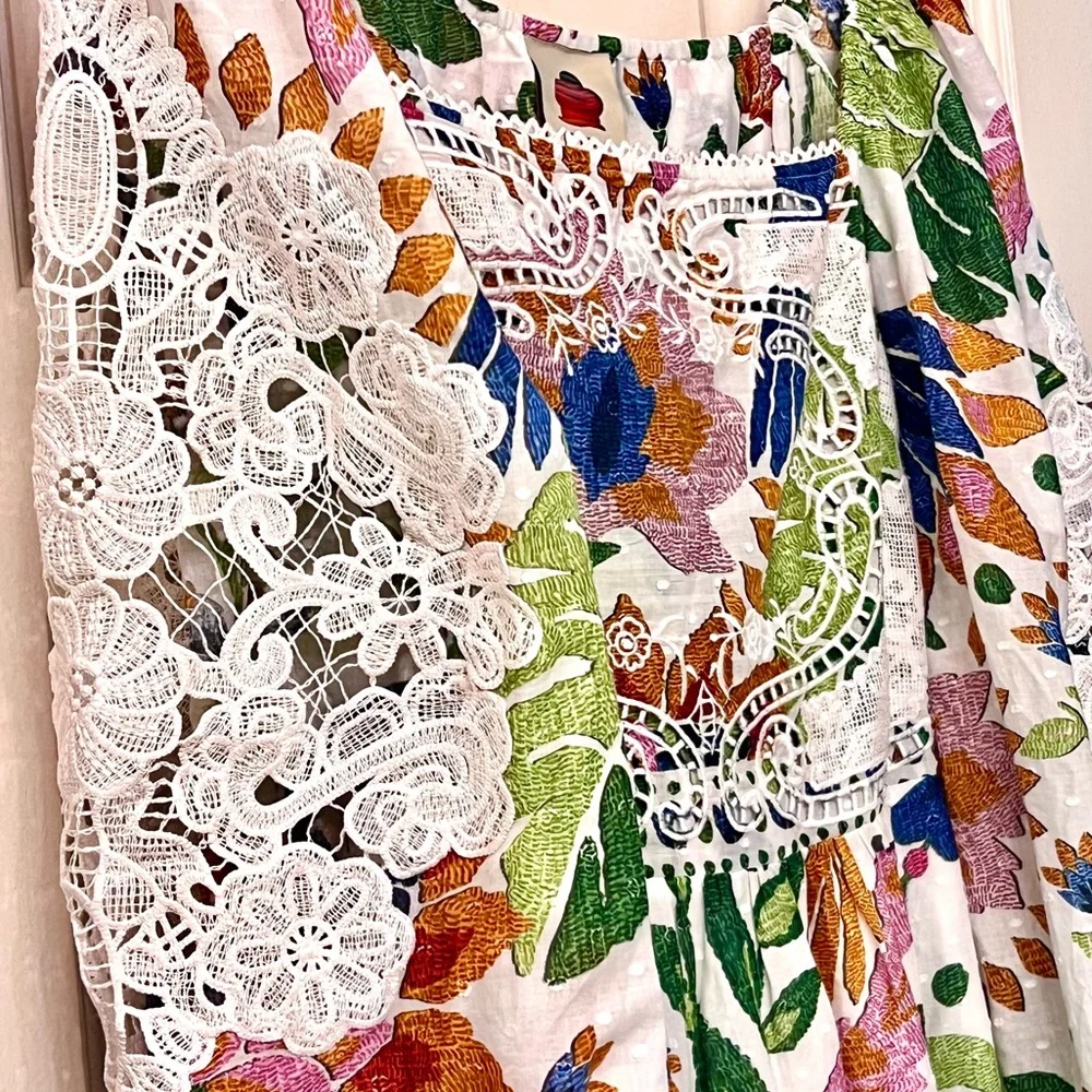 🌺🎉HP🎉🌺 NWOT Farm Rio Summer Garden Lace Midi Dress - Picture 14 of 16